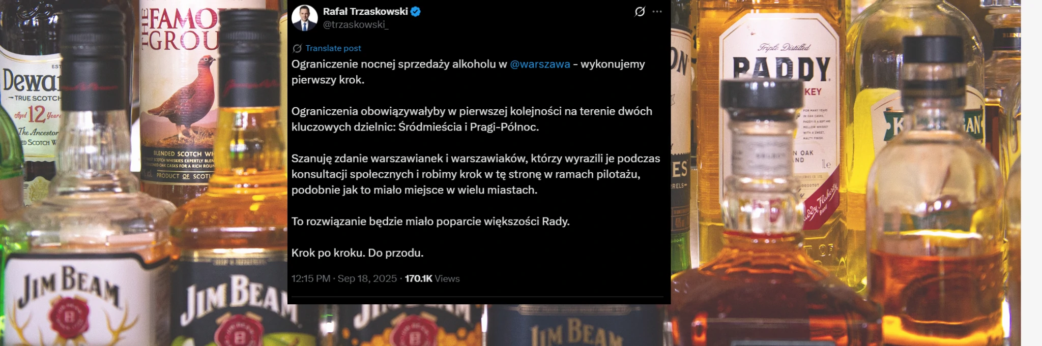 zamiast całego miasta, tylko dwie dzielnice. rada warszawy przegłosowała nocny zakaz alkoholu.